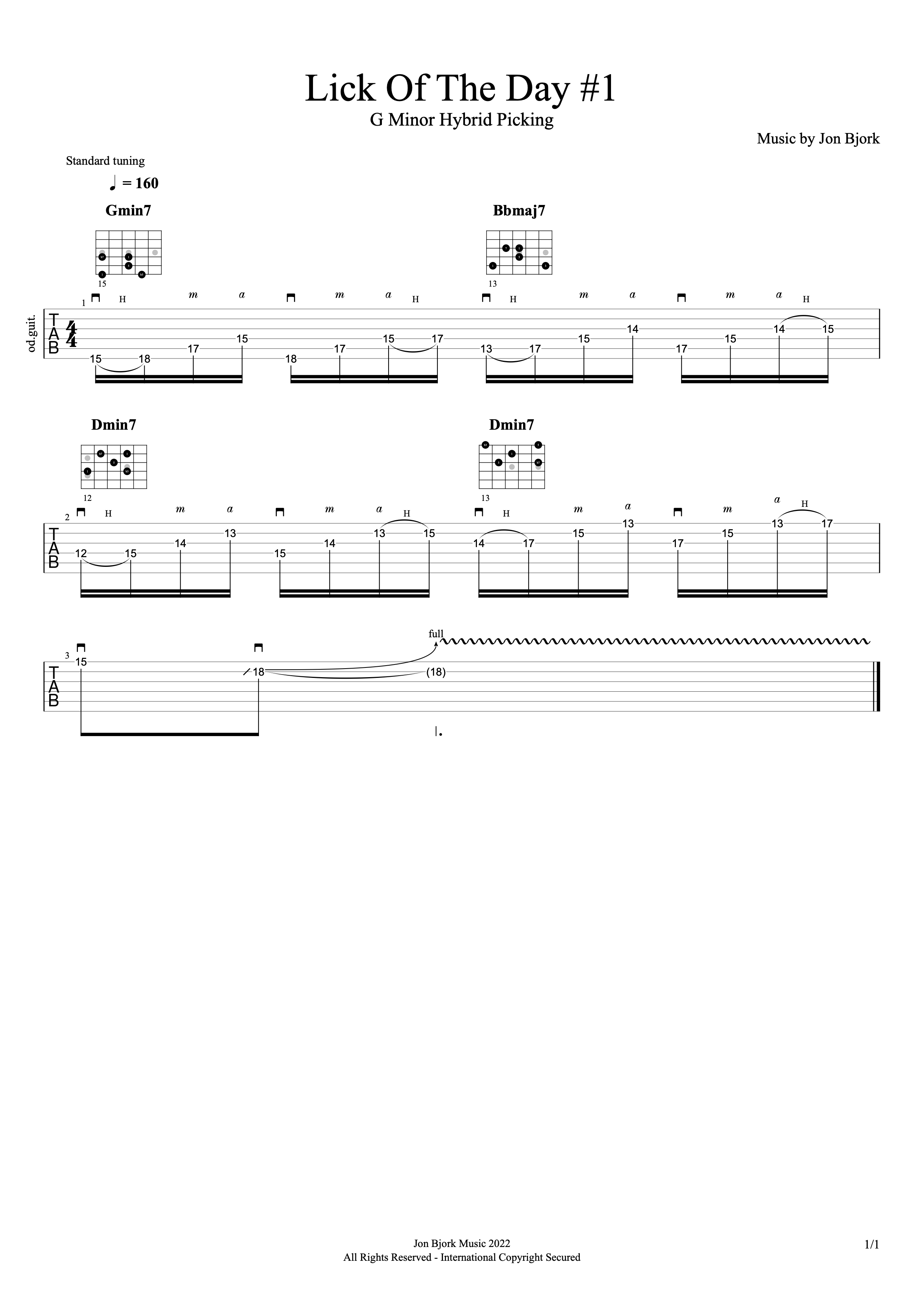 Lick Of The Day #1: G Minor Hybrid Picking guitar tab