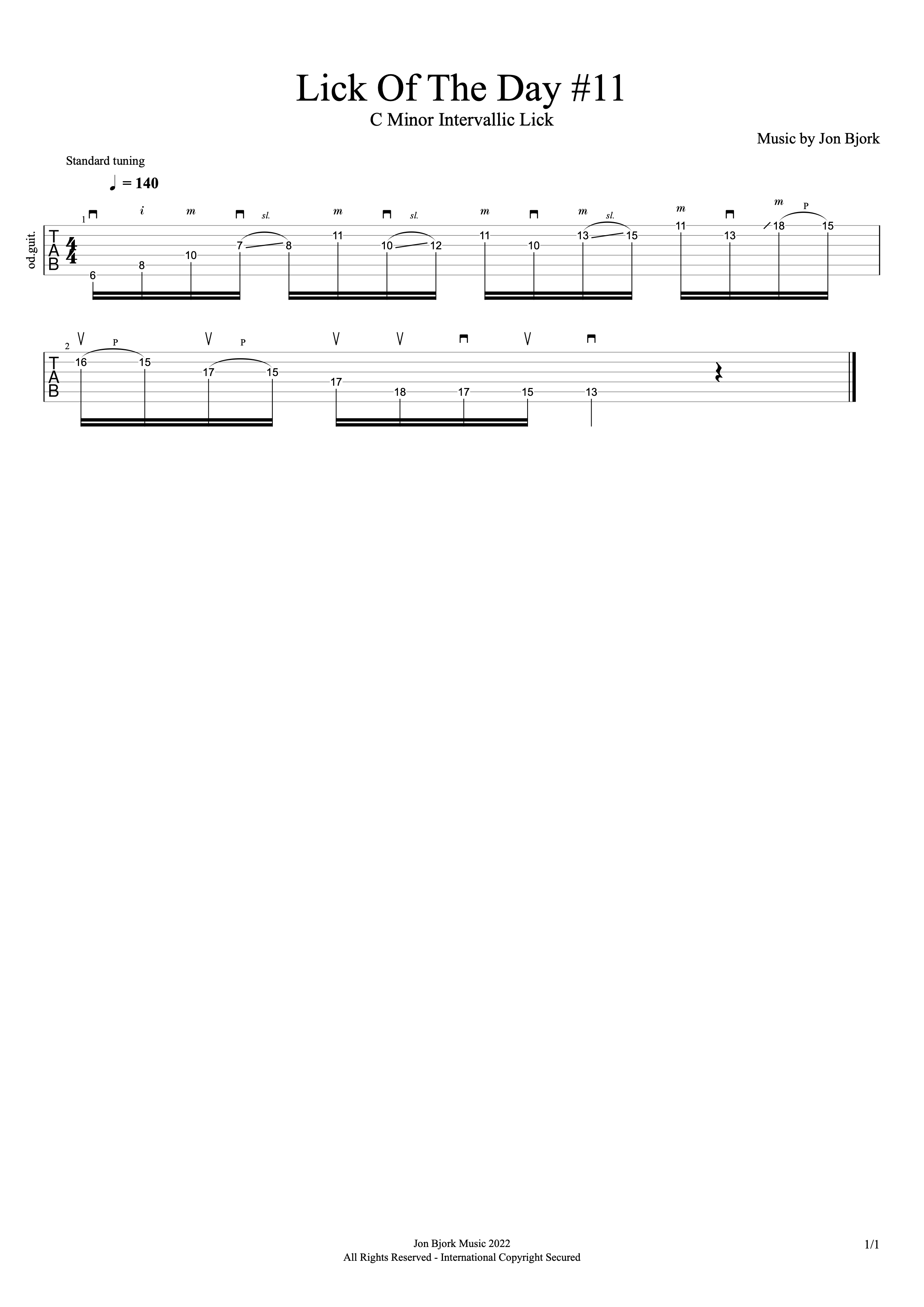 Lick Of The Day #11: C Minor Intervallic Lick guitar tab