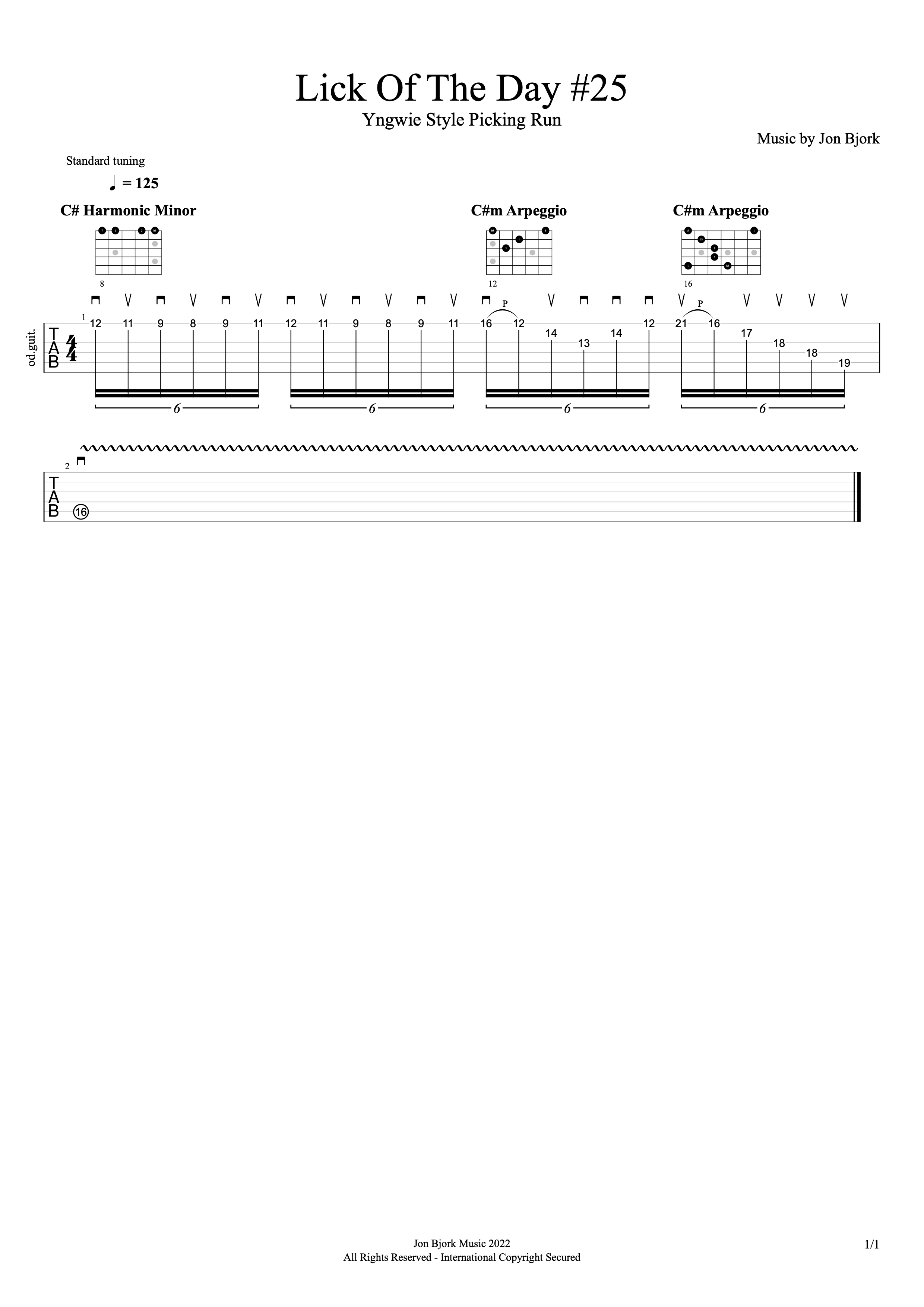 Lick Of The Day #25: Yngwie Style Picking Run guitar tab