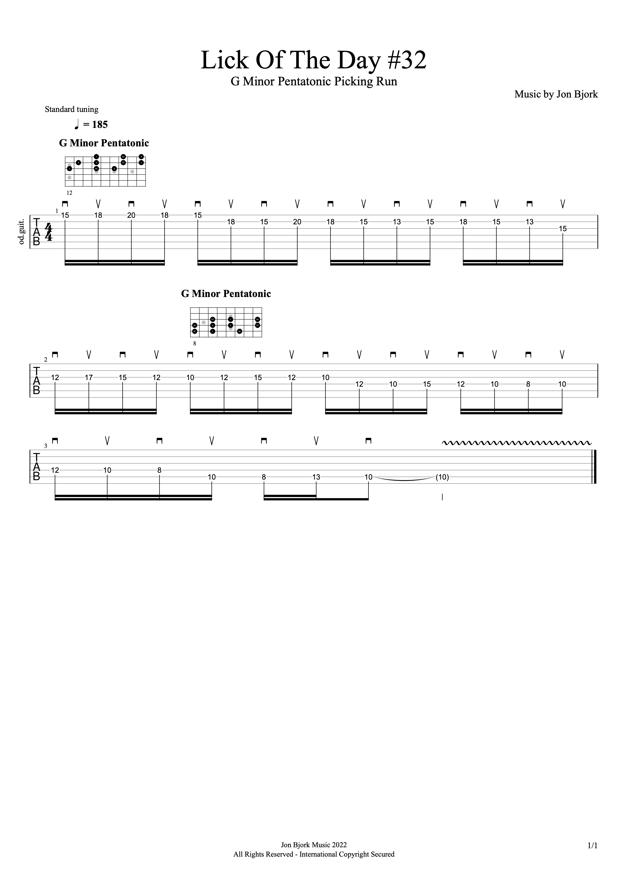 Lick Of The Day #32: G Minor Pentatonic Picking Run guitar tab