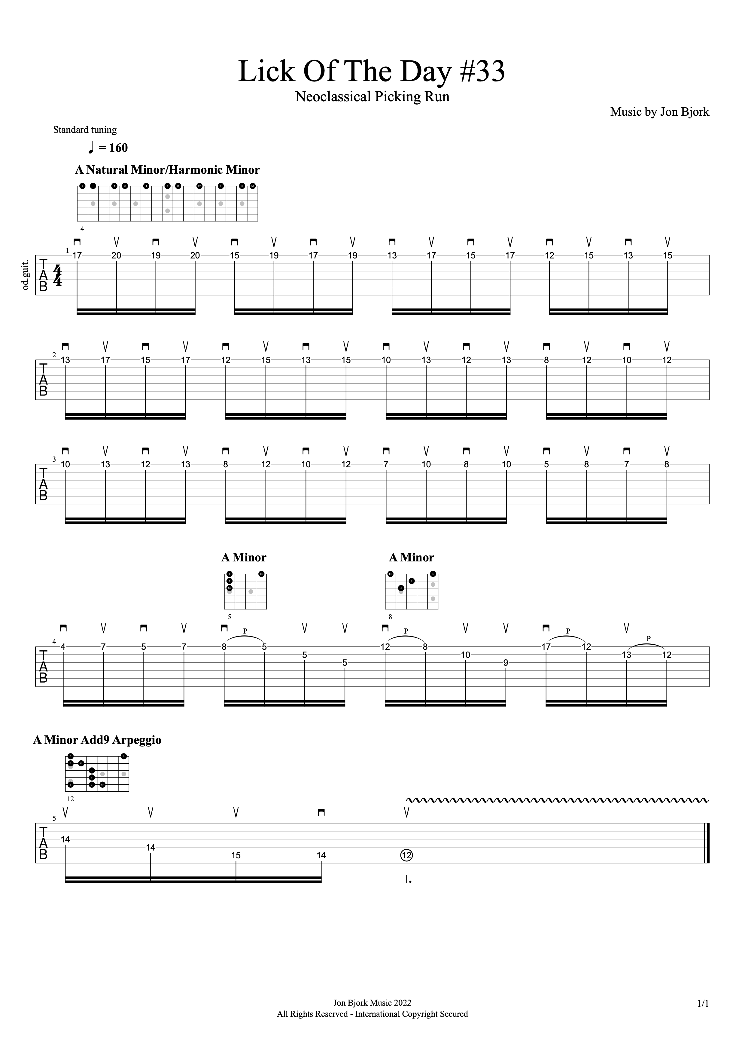 Lick Of The Day #33: Neoclassical Picking Run guitar tab