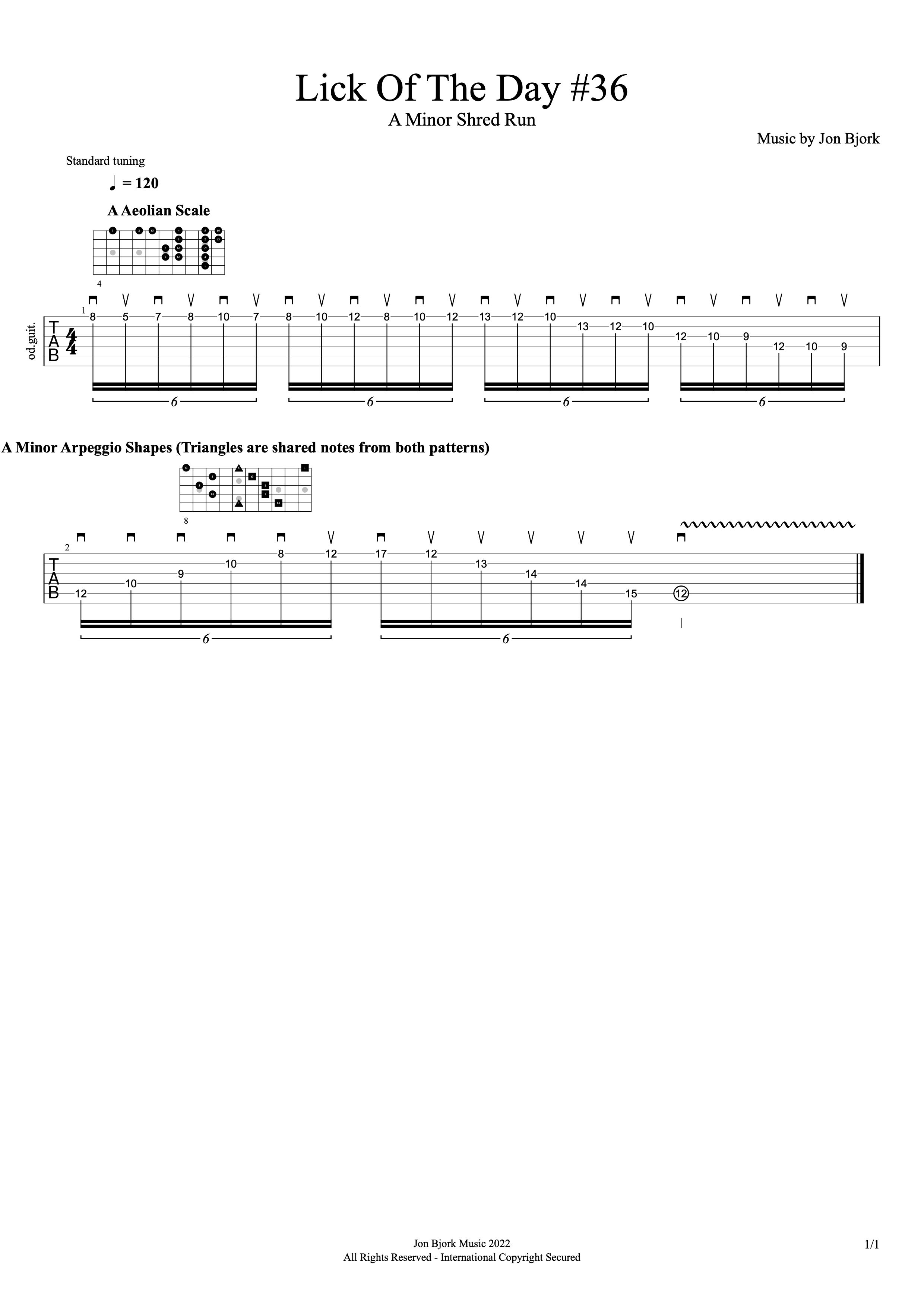 Lick Of The Day #36: A Minor Shred Run guitar tab