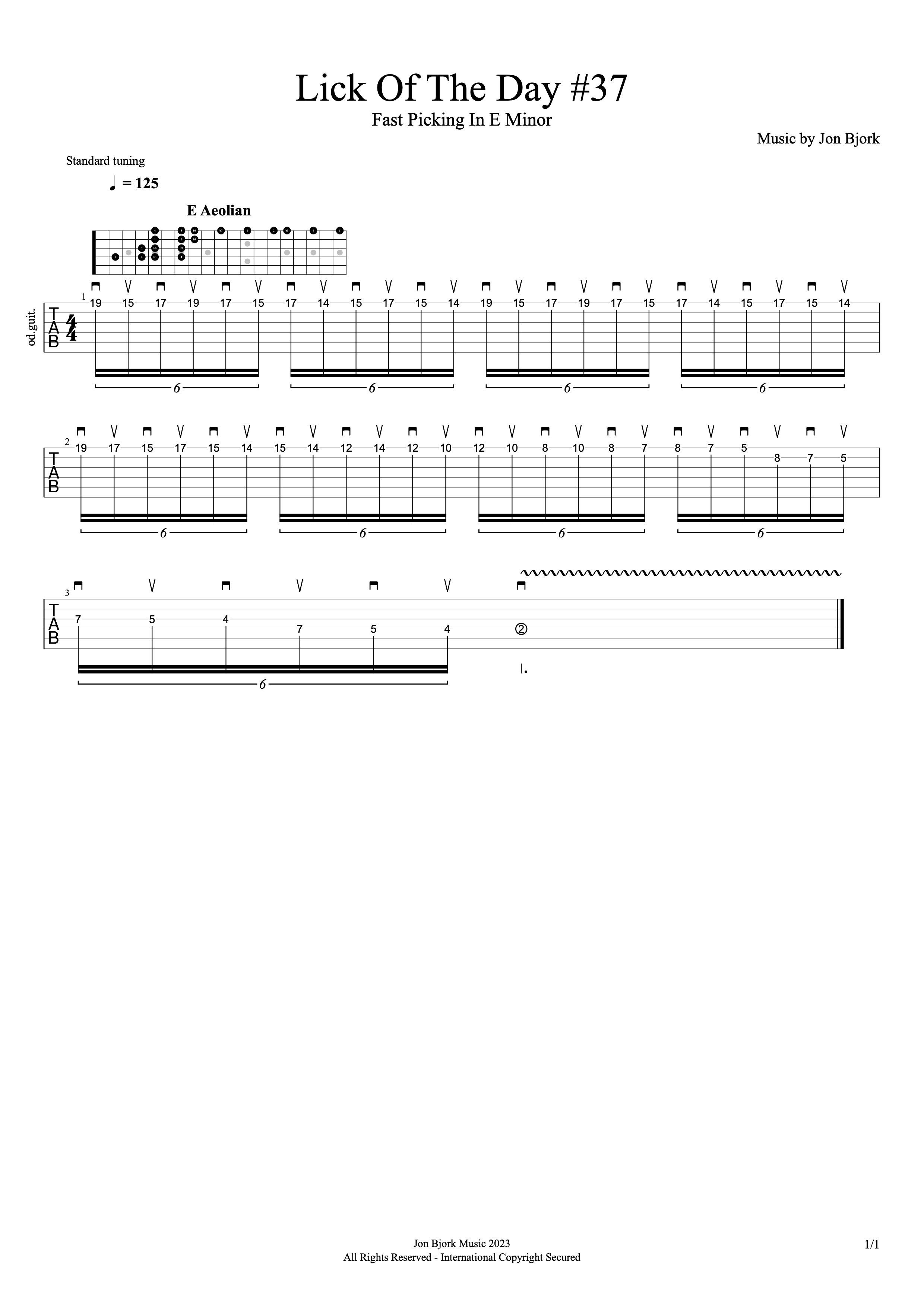 Lick Of The Day #37: Fast Picking In E Minor guitar tab