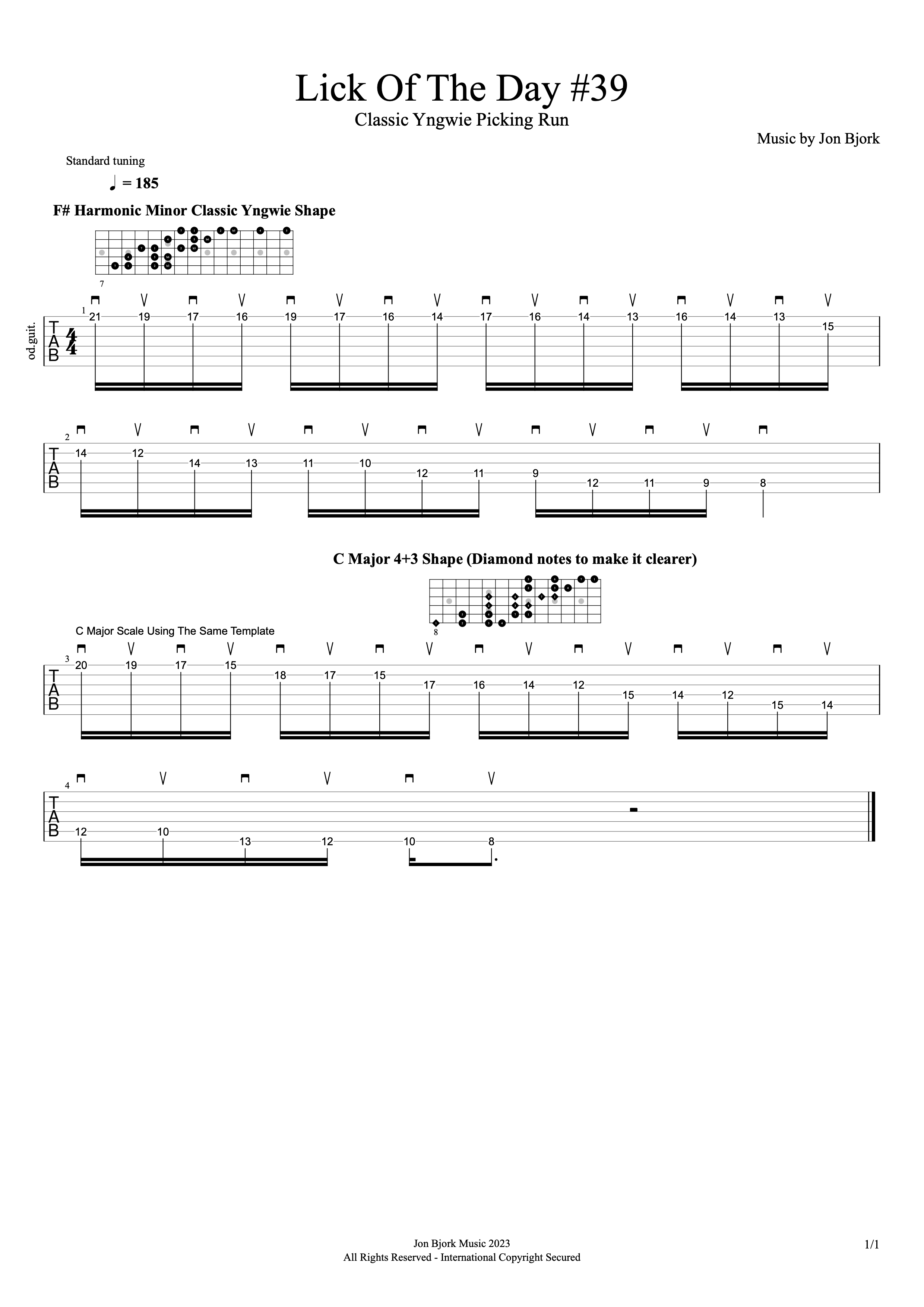 Lick Of The Day #39: Classic Yngwie Picking Run guitar tab