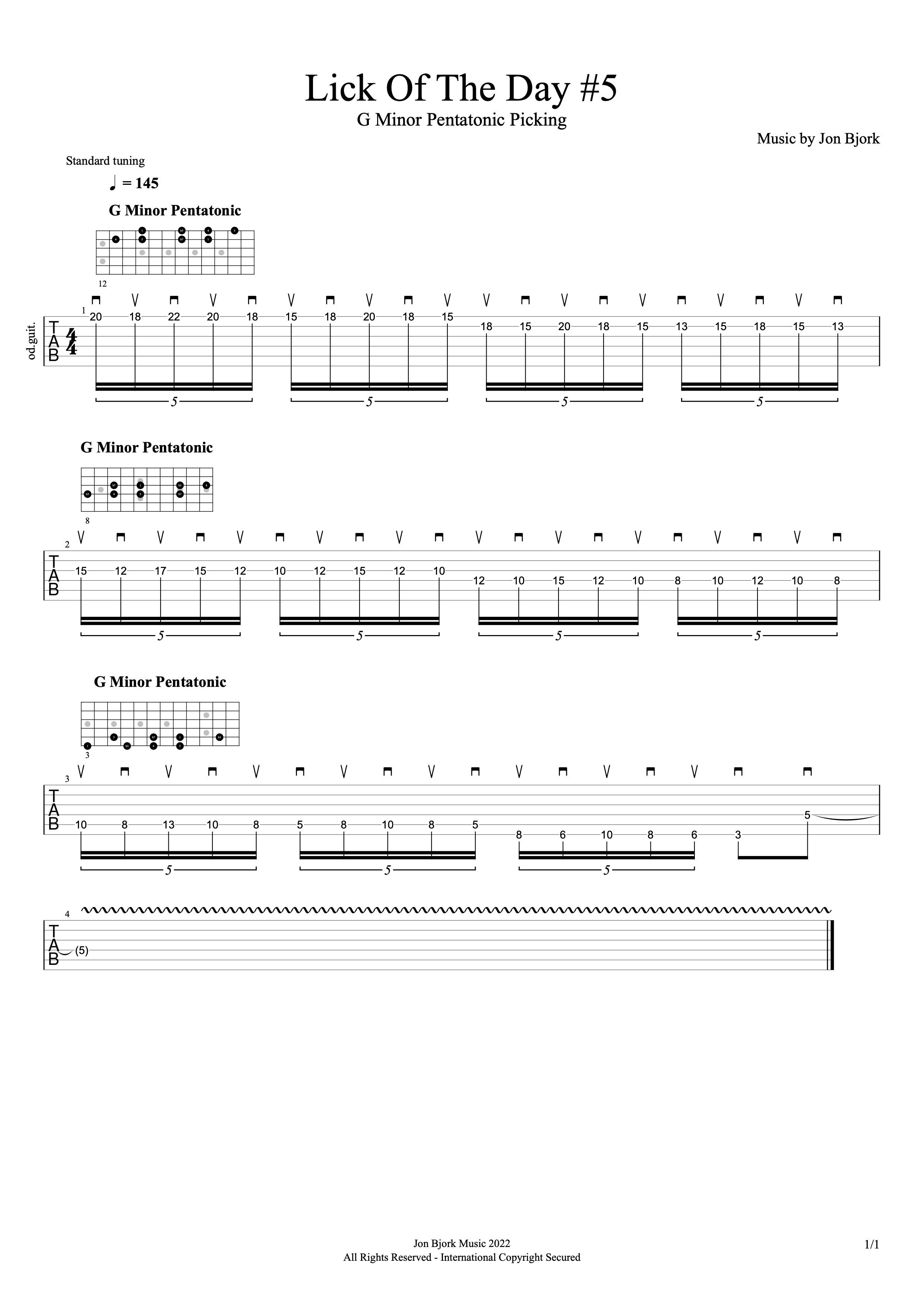Lick Of The Day #5: G Minor Pentatonic Picking guitar tab