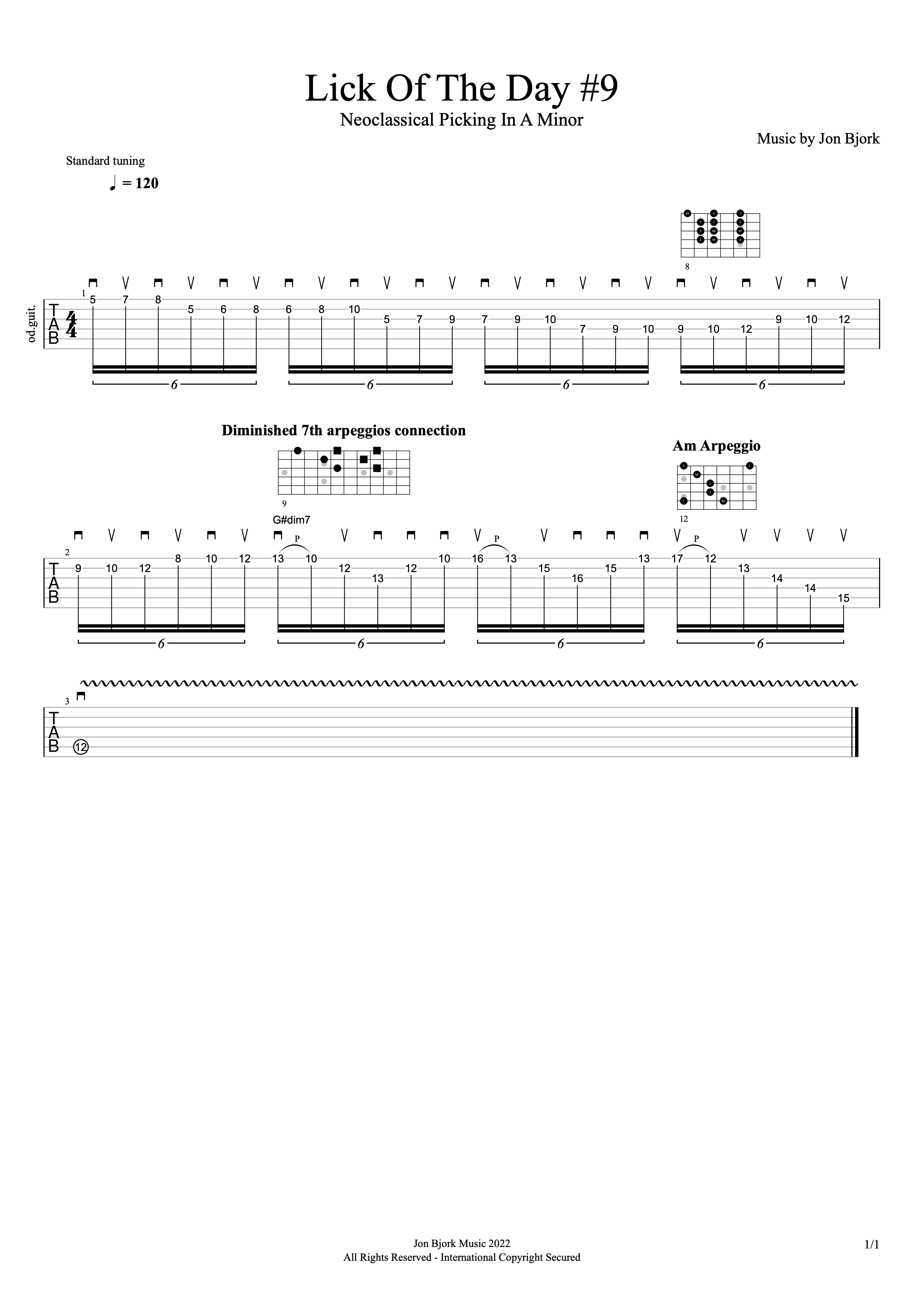 Lick Of The Day #9: Neoclassical Picking In A Minor guitar tab